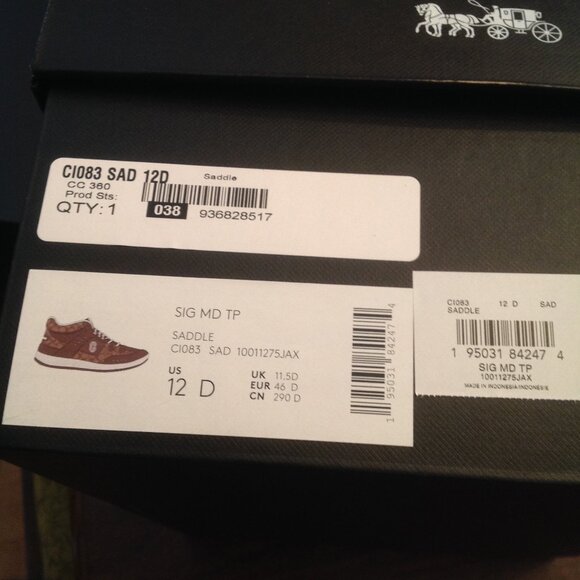 Coach men's Signature Mid Brown Leather & Coated Canvas Sneakers - New in Box - Picture 9 of 10